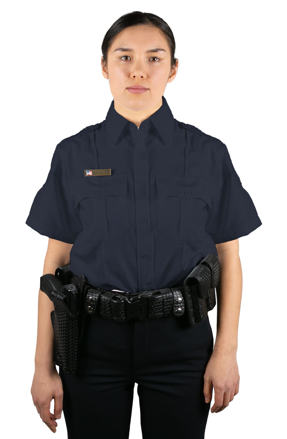 Stars Uniform Womens 100% Polyester 4 Pocket Hidden Zipper Uniform Shirt - Short Sleeve - Detail View 11