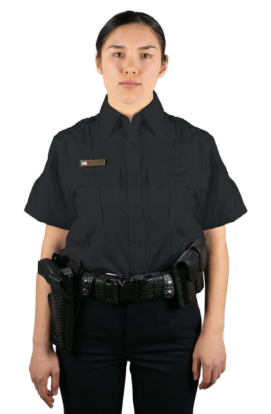 Stars Uniform Womens 100% Polyester 4 Pocket Hidden Zipper Uniform Shirt - Short Sleeve - Alternate View