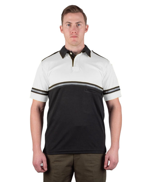 Stars Uniform Two Tone Bike Patrol Shirt with Zipper Pocket - White and Black