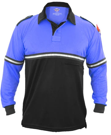 Two Tone Security Long Sleeve Bike Patrol Shirt With Zipper Pocket