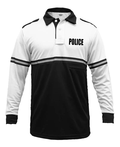 Stars Uniform Two Tone Police Long Sleeve Bike Patrol Shirt With Zipper Pocket