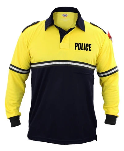 Stars Uniform Two Tone Police Long Sleeve Bike Patrol Shirt With Zipper Pocket