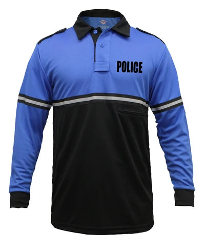 Stars Uniform Two Tone Police Long Sleeve Bike Patrol Shirt With Zipper Pocket