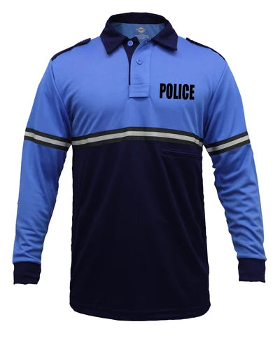 Stars Uniform Two Tone Police Long Sleeve Bike Patrol Shirt With Zipper Pocket