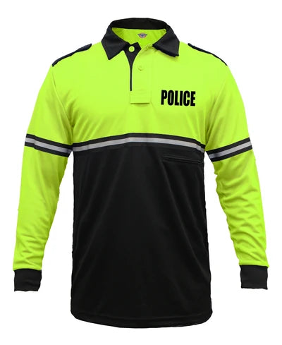 Stars Uniform Two Tone Police Long Sleeve Bike Patrol Shirt With Zipper Pocket