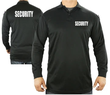 100% Polyester Security Tactical Performance Polo Long Sleeve Shirt